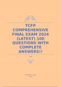 TCFP COMPREHENSIVE FINAL EXAM 2024 &lpar;LATEST&rpar; 100 QUESTIONS WITH COMPLETE ANSWERS&excl;&excl;