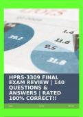 HPRS-3309 FINAL EXAM REVIEW &vert; 140 QUESTIONS & ANSWERS &vert; RATED 100&percnt; CORRECT&excl;&excl;