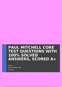 PAUL MITCHELL CORE TEST QUESTIONS WITH 100&percnt; SOLVED ANSWERS&comma; SCORED A&plus;