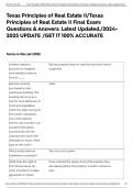Texas Principles of Real Estate II&sol;Texas Principles of Real Estate II Final Exam&colon; Questions & Answers&colon; Latest Updated&period;&sol;2024-2025 UPDATE &sol;GET IT 100&percnt; ACCURATE