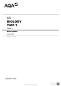 AQA AS BIOLOGY 7401/1 Paper 1 June 2022 MS.