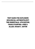 Test Bank for Exploring Biological Anthropology: The Essentials, 4th Edition, Craig Stanford, John S. Allen, Susan C. Antón