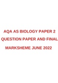 AQA AS BIOLOGY PAPER 2 QUESTION PAPER AND FINALMARKSHEME JUNE 2022