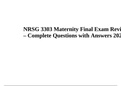 NRSG 3303 Maternity Final Exam Review &ndash; Complete Questions with Answers 2023&period;