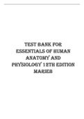 Test Bank for Essentials of Human Anatomy and Physiology 12th Edition Marieb