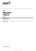 AQA AS BIOLOGY 7401/2 Paper 2 MS June 2020.