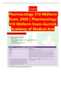 Exam Pharmacology 310 Midterm Exam_2020 | Pharmacology 310 Midterm Exam-Gurnick Academy of Medical Arts Real exam 2023 latest update