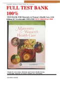 TEST BANK FOR Maternity & Women’s Health Care, 11th Edition BY Lowdermilk UPDATED
