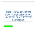 PREP U ACSM EP-C EXAM PRACTICE QUESTIONS AND ANSWERS COMPLETE TOP SOLUTIONS&period;