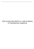 TEST BANK FOR CRITICAL CARE NURSING 10THEDITION BY MORTON