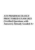 ATI PHARMACOLOGY PROCTORED EXAM 2023 | Verified Questions with Answers | Already Graded 100%