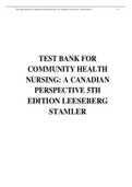 TEST BANK FOR COMMUNITY HEALTH NURSING: A CANADIAN PERSPECTIVE 5TH EDITION LEESEBERG STAMLER