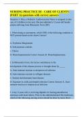 NURSING PRACTICE III - CARE OF CLIENTS &lpar;PART A&rpar; questions with correct answers