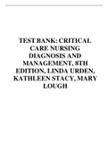 TEST BANK: CRITICAL CARE NURSING DIAGNOSIS AND MANAGEMENT, 8TH EDITION, LINDA URDEN, KATHLEEN STACY, MARY LOUGH