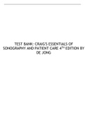 TEST BANK&colon; CRAIG'S ESSENTIALS OF SONOGRAPHY AND PATIENT CARE 4TH EDITION BY DE JONG