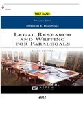 COMPLETE - Elaborated Test bank for Legal Research and Writing for Paralegals 9Ed. by Deborah E. Bouchoux. ALL Chapters(1-19) Included |442| Pages - Questions & Answers Pass Legal Research and Writing for Paralegals 9Ed. by Deborah E. Bouchoux in First At