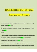 TDLR Esthetics Test 2023 Questions and Answers &lpar;Verified Answers by Expert&rpar;
