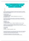 2024 FUNDAMENTALS NCLEX EXAM 3 QUESTIONS WITH CORRECT ANSWERS