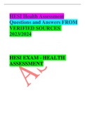HESI Health Assessment Questions and Answers FROM VERIFIED SOURCES  2023/2024