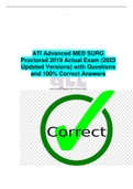ATI Advanced MED SURG  Proctored 2019 Actual Exam (2023  Updated Versions) with Questions  and 100% Correct Answers