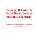 Consumer Behavior, 7e Wayne Hoyer, Deborah MacInnis, Rik Pieters (Solution Manual with Test Bank)	