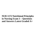 NUR 1172 Nutritional Principles in Nursing Exam 1 &vert; Questions and Answers&comma; Latest Graded 100&percnt;&period;