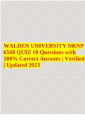 WALDEN UNIVERSITY NRNP 6568 QUIZ 10 Questions with 100% Correct Answers | Verified | Updated 2023