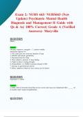 Exam 2&colon; NURS 663&sol; NURS663 &lpar;New 2024&sol; 2025 Update&rpar; Psychiatric Mental Health Diagnosis and Management  II Guide with Qs & As&vert; 100&percnt; Correct&vert; Grade A &lpar;Verified Answers&rpar; - Maryville