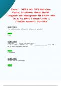 Exam 2&colon; NURS 665&sol; NURS665 &lpar;New 2024&sol; 2025 Update&rpar; Psychiatric Mental Health Diagnosis and Management III Review with Qs & As&vert; 100&percnt; Correct&vert; Grade A &lpar;Verified Answers&rpar; - Maryville