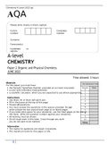 AQA A LEVEL CHEMISTRY PAPER 2 JUNE 2022 QUESTION PAPER AND MARK SCHEME