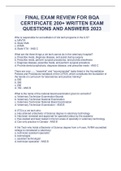 FINAL EXAM REVIEW FOR BQA CERTIFICATE 200+ WRITTEN EXAM QUESTIONS AND ANSWERS 2023