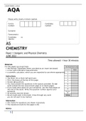 AQA AS LEVEL CHEMISTRY PAPER 1 &2  JUNE 2022 QUESTION PAPER AND MARK SCHEME