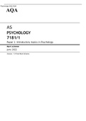 AQA AS PSYCHOLOGY 7181&sol;1 Paper 1  Mark scheme June 2022- Introductory topics in Psychology