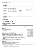 AQA A level PSYCHOLOGY Paper 2 JUNE 2022 QUESTION PAPER-Psychology in context 