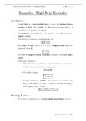 Physics B - Rigid Body Dynamics, 2008 Notes