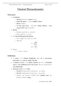 Physics B - Classical Thermodynamics, 2008 Notes