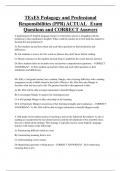 TExES Pedagogy and Professional  Responsibilities &lpar;PPR&rpar; ACTUAL Exam  Questions and CORRECT Answers