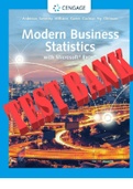 TEST BANK for Modern Business Statistics with Microsoft Excel 7th Edition by David R. Anderson, Dennis J. Sweeney and Thomas A. Williams. ISBN-13 978-0357131381. All Chapter 1-20. 910 Pages.