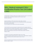 NHA&colon; Medical Assistant&lpar;CCMA&rpar; Certification Practice Test 2&period;0 Graded A 2023