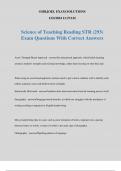 Science of Teaching Reading STR &lpar;293&rpar; Exam Questions With Correct Answers