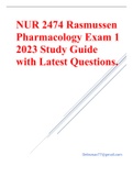 NUR 2474 Rasmussen Pharmacology Exam 1 2023 Study Guide with Latest Questions.