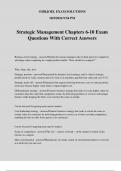 Strategic Management Chapters 6-10 Exam Questions With Correct Answers