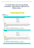 Test Bank 2023 Latest Nursing Health Assessment, A Best Practice Approach 3rd Edition Jensen | Guaranteed Correct Score
