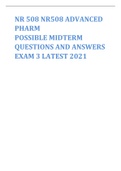 NR 508 NR508 ADVANCED  PHARM POSSIBLE MIDTERM  QUESTIONS AND ANSWERS EXAM 3 LATEST 2021
