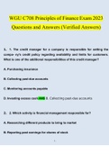 WGU C708 Principles of Finance Exam 2023 Questions and Answers (Verified Answers)
