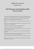 SOCW102 quiz week 10 Questions With Correct Answers