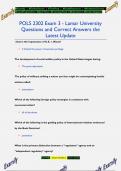 POLS 2302 Exam 3 - Lamar University Questions and Correct Answers the  Latest Update