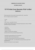 TCW Prelim Exam Questuins With Verified Answers&period;