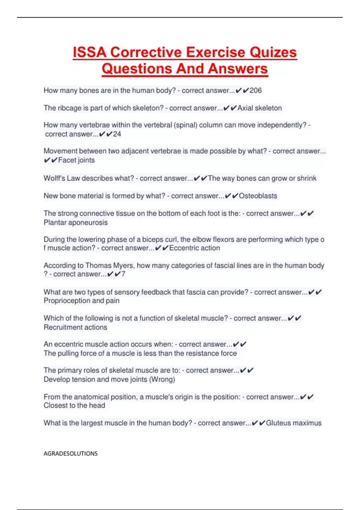 ISSA Corrective Exercise Quizes Questions And Answers - Exercise ...