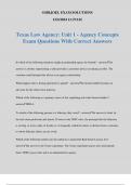 Texas Law Agency&colon; Unit 1 - Agency Concepts Exam Questions With Correct Answers